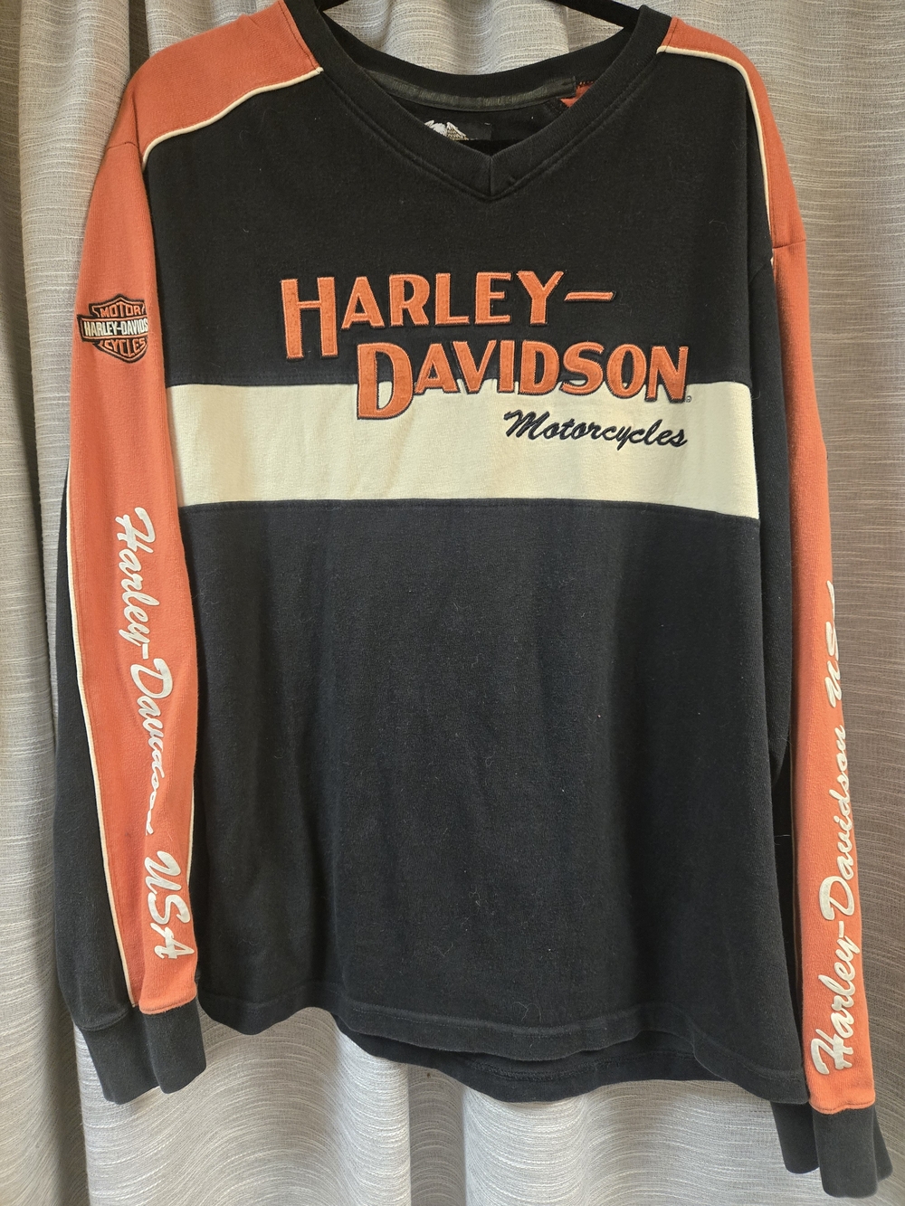 Harley-Davidson Men's Black & Orange Long-Sleeve Shirt